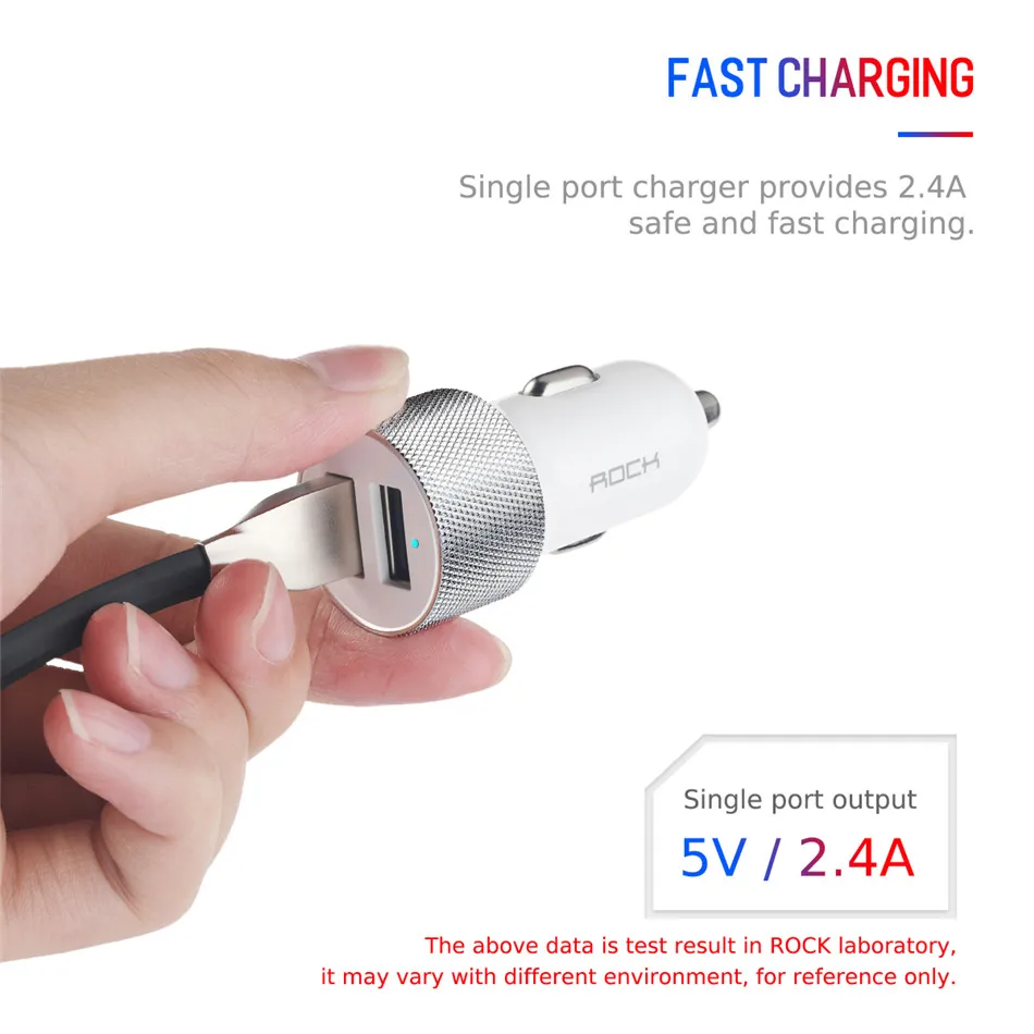 ROCK автомобильное зарядное устройство для телефона с двойным USB выходом 5V2. 4A Быстрая зарядка мобильного телефона дорожный адаптер прикуриватель для автомобильного телефона USB зарядное устройство
