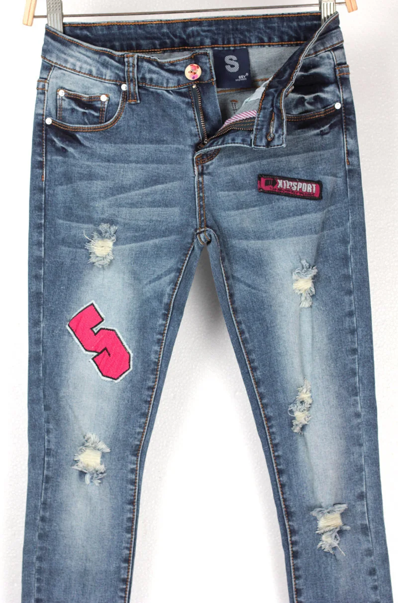 Лидер продаж модные женские/женские хлопковые рваные джинсовые брюки в стиле