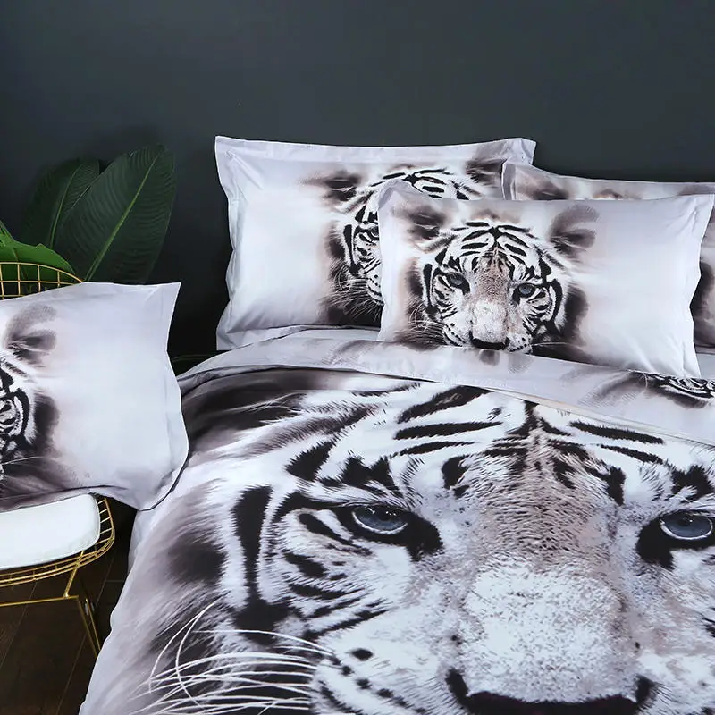 White Tiger King of the forest 3D Bedding Sets Printed Duvet Cover Set Queen Twin Size | Дом и сад