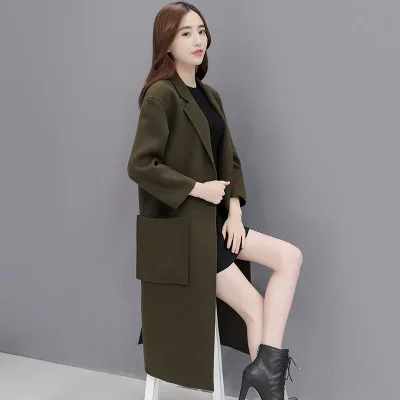 Новинка зимнее женское модное пальто SoftFox длинное с длинным рукавом однотонное