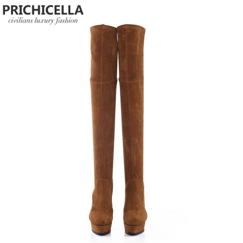 PRICHICELLA/красные сапоги до бедра из натуральной кожи на шнуровке сбоку; пикантные осенне-зимние высокие сапоги на шпильках