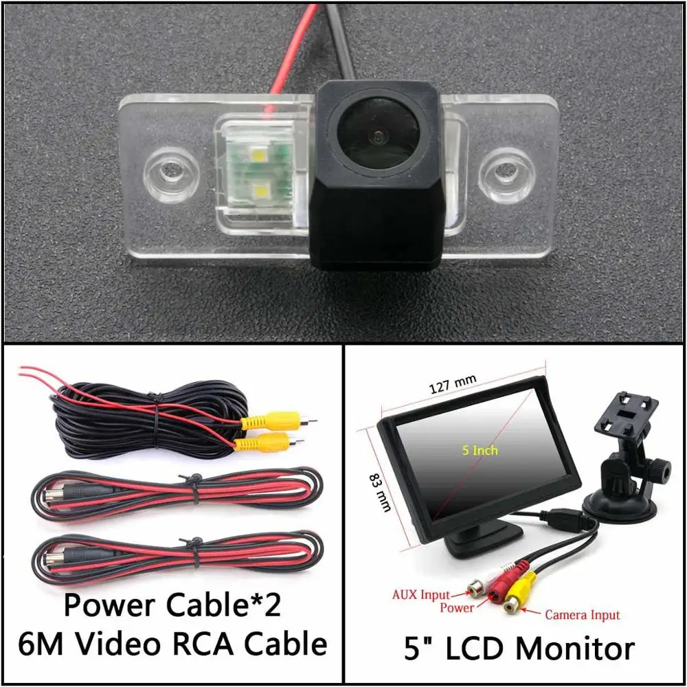 Cam Add 5 inch LCD Full HD резервная камера заднего вида для Volkswagen VW Jetta Bora Polo Golf MK4 A4 MK5 A5 Golf 4 5 Автостоянка ЖК-зеркало монитор - Название цвета: Cam Add 5 inch LCD