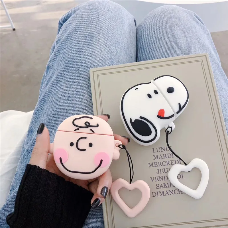 Силиконовый чехол для AirPods милый защитный чехол Bluetooth чехол для наушников Apple Airpods2 аксессуары с кольцом Charlie коричневый