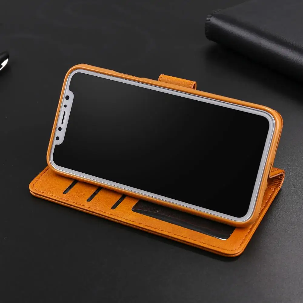 Роскошный кожаный флип чехол для iPhone X XS Чехол Мягкий силиконовый держатель карт