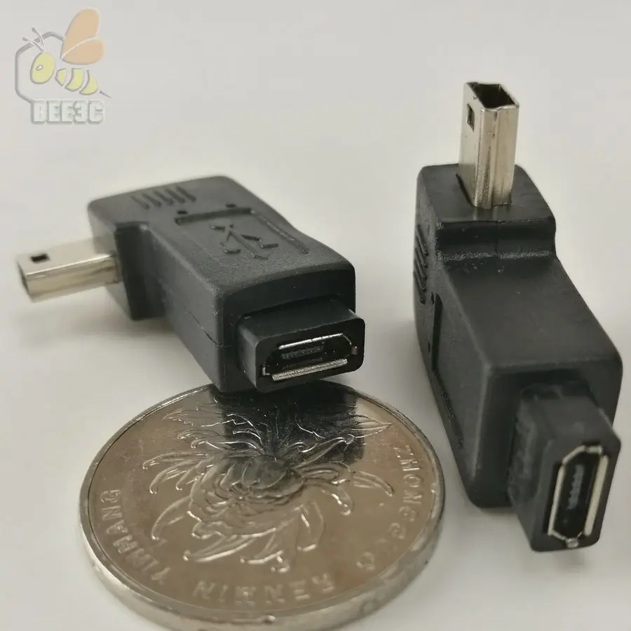 USB Micro 5Pin Female to Mini Mini5Pin Male адаптер с углом 90 градусов и левым правым адаптером 100 шт.
