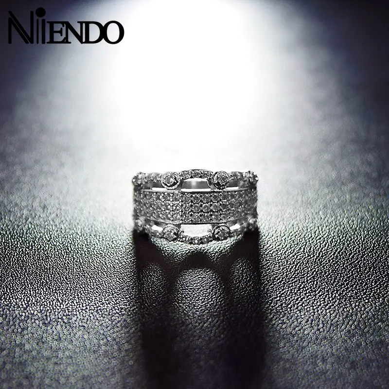 Niendo великолепная женственная серебряные украшения Цвет кольцо фианит укладки