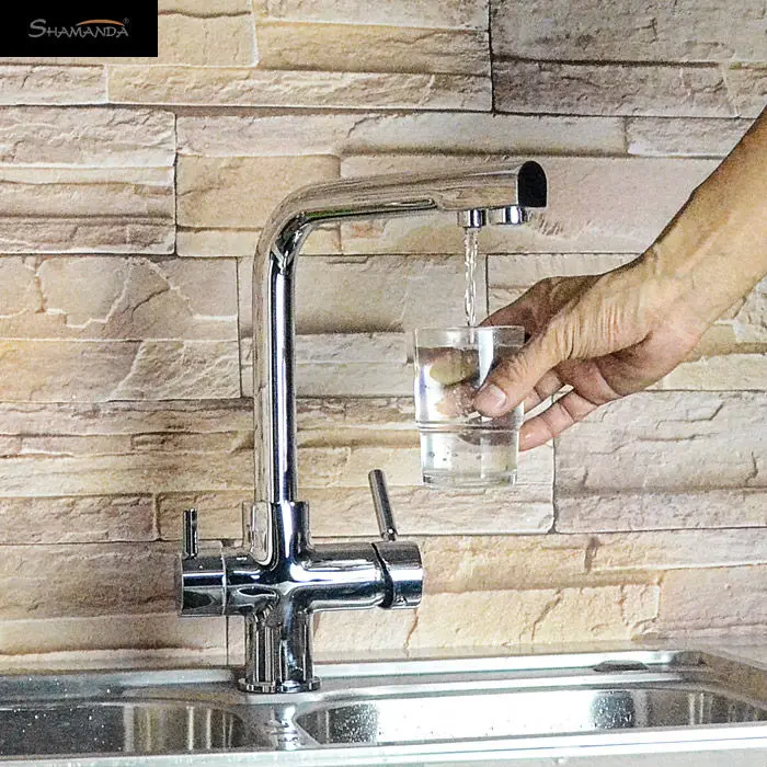 Латунный хромированный смеситель для кухни двойной раковины поворот на 360