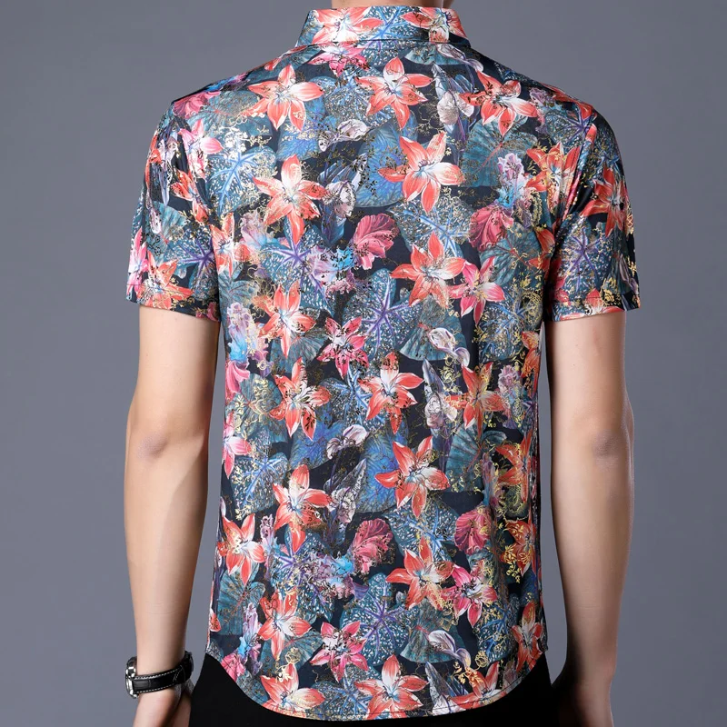 2019 мужские рубашки с коротким рукавом и цветочным принтом Гавайские