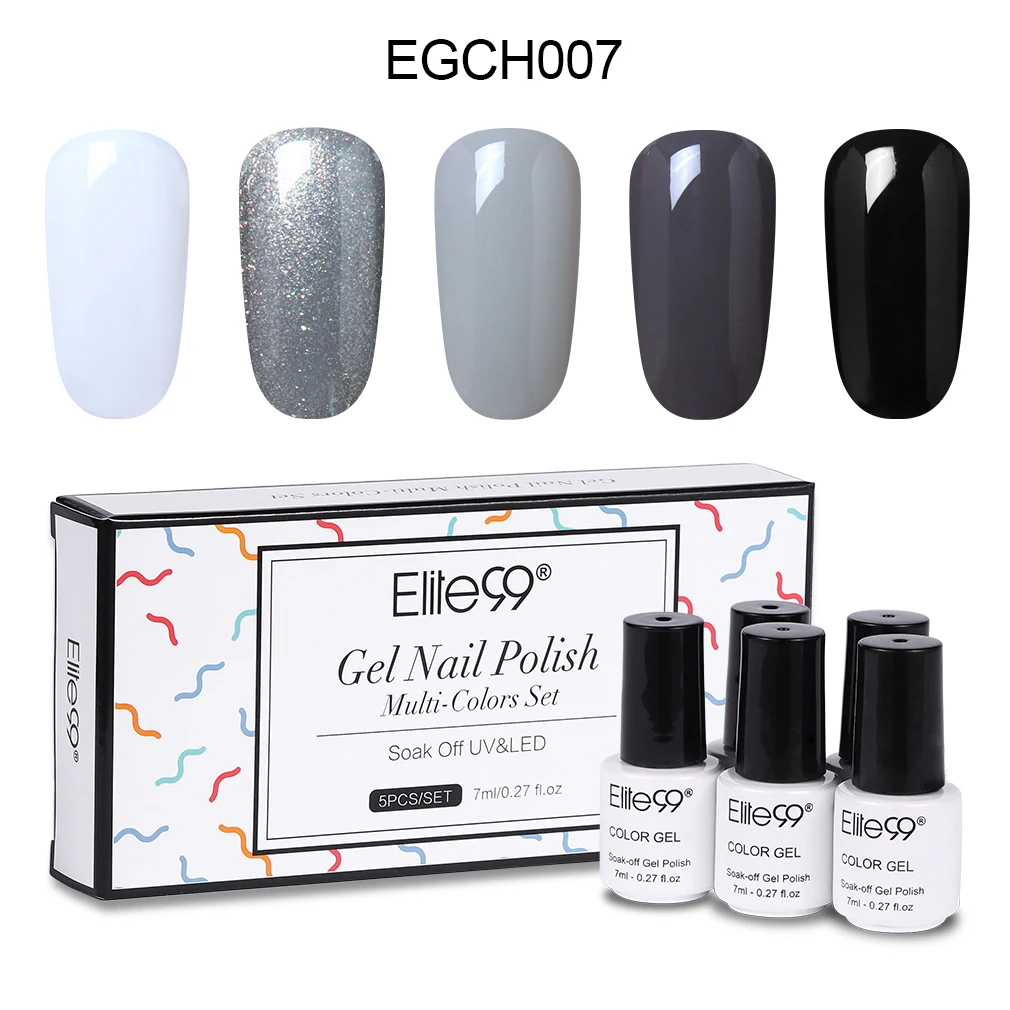 EGCH007 Elite99, 5 шт./лот, Гель-лак телесного цвета с подарочной коробкой, Платиновый цвет, УФ-Гель-лак, отмачиваемый, для дизайна ногтей, маникюрные гель-лаки - Цвет: EGCH007