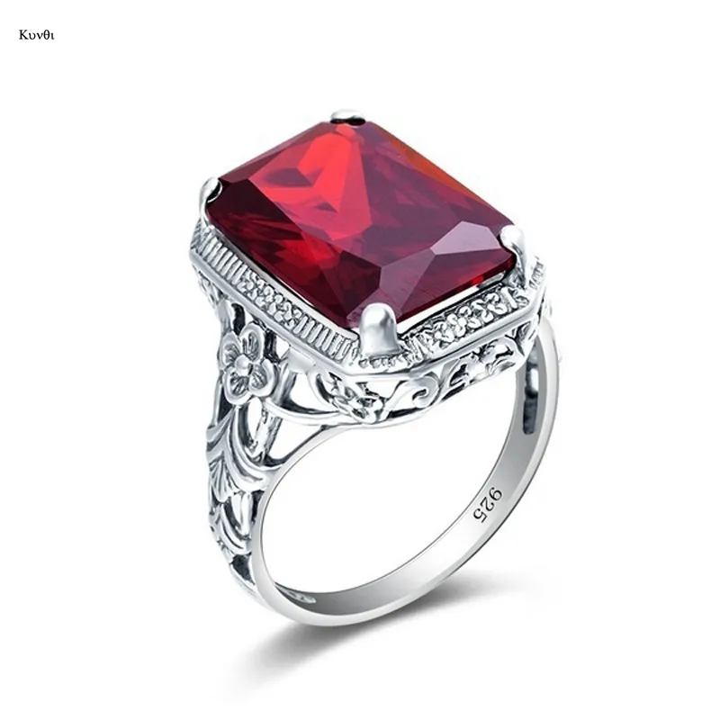 Винтажное Трендовое серебряное покрытое пустым узором кольцо для женщин амулеты