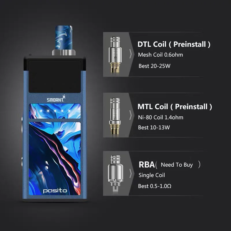 Электронная сигарета Smoant Pasito комплект вейпа с аккумулятором 1100 мАч емкость 3 мл