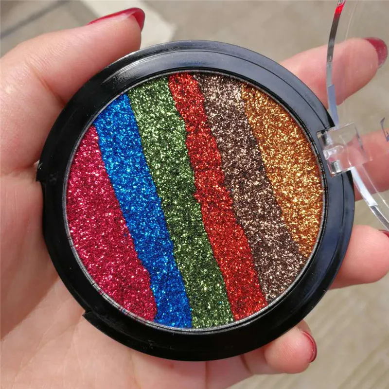 Модные тени для век Палитра 6 цветов Блестящий Блеск выделения теней глаз блесток