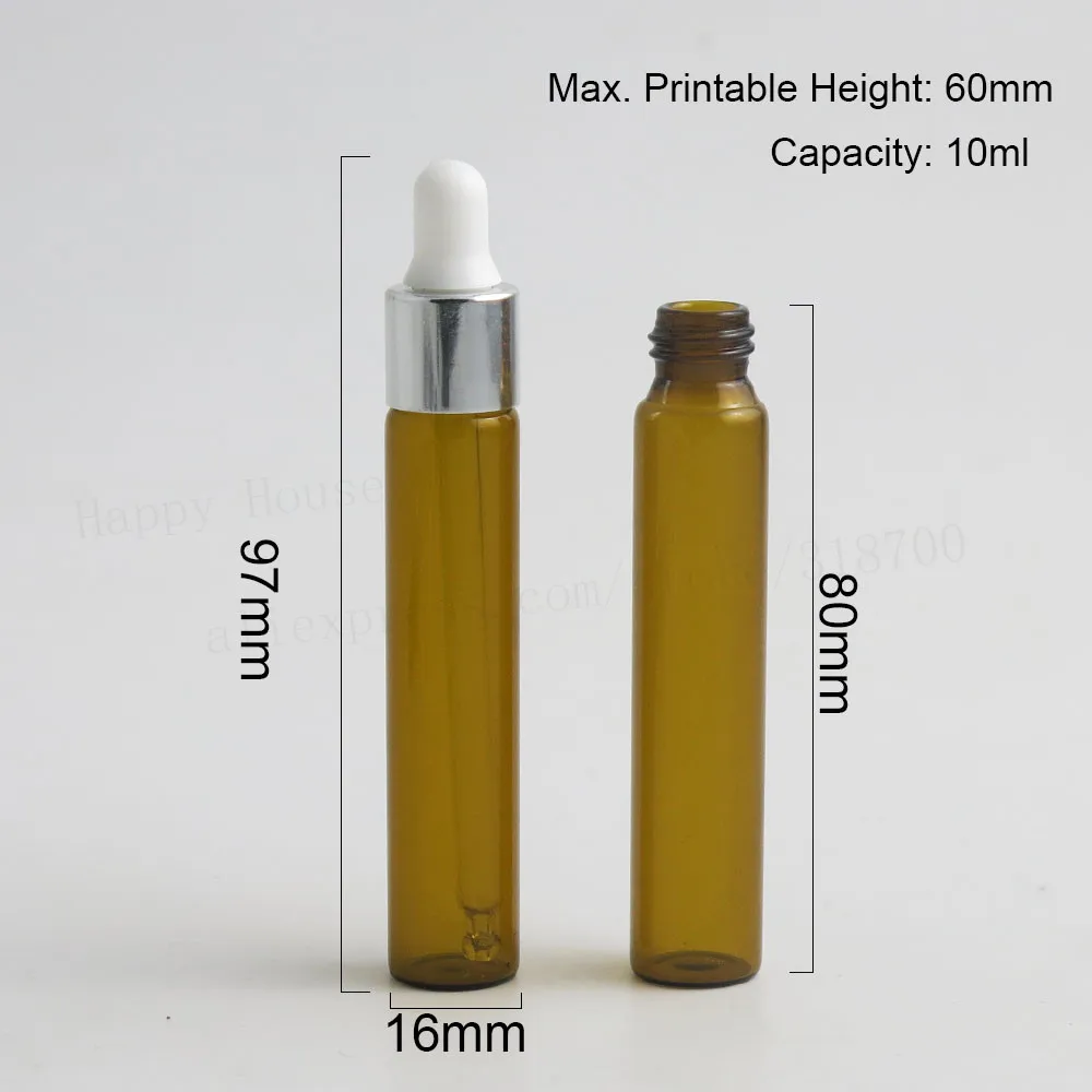 30 x 10ml New Arrival Refillable Clear Amber Glass Essential Oil Dropper Vials 1/3oz Rubber Pipette Bottles Liquid Containers | Красота и