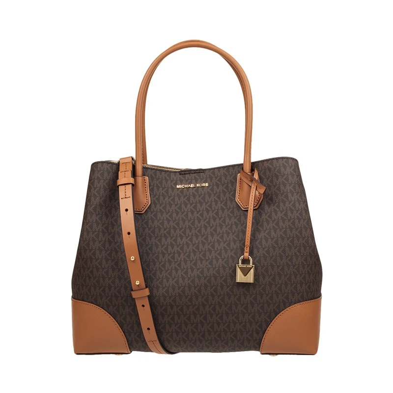 Большая Сумка тоут на молнии с логотипом Michael Kors Mercer Corner коричневого цвета