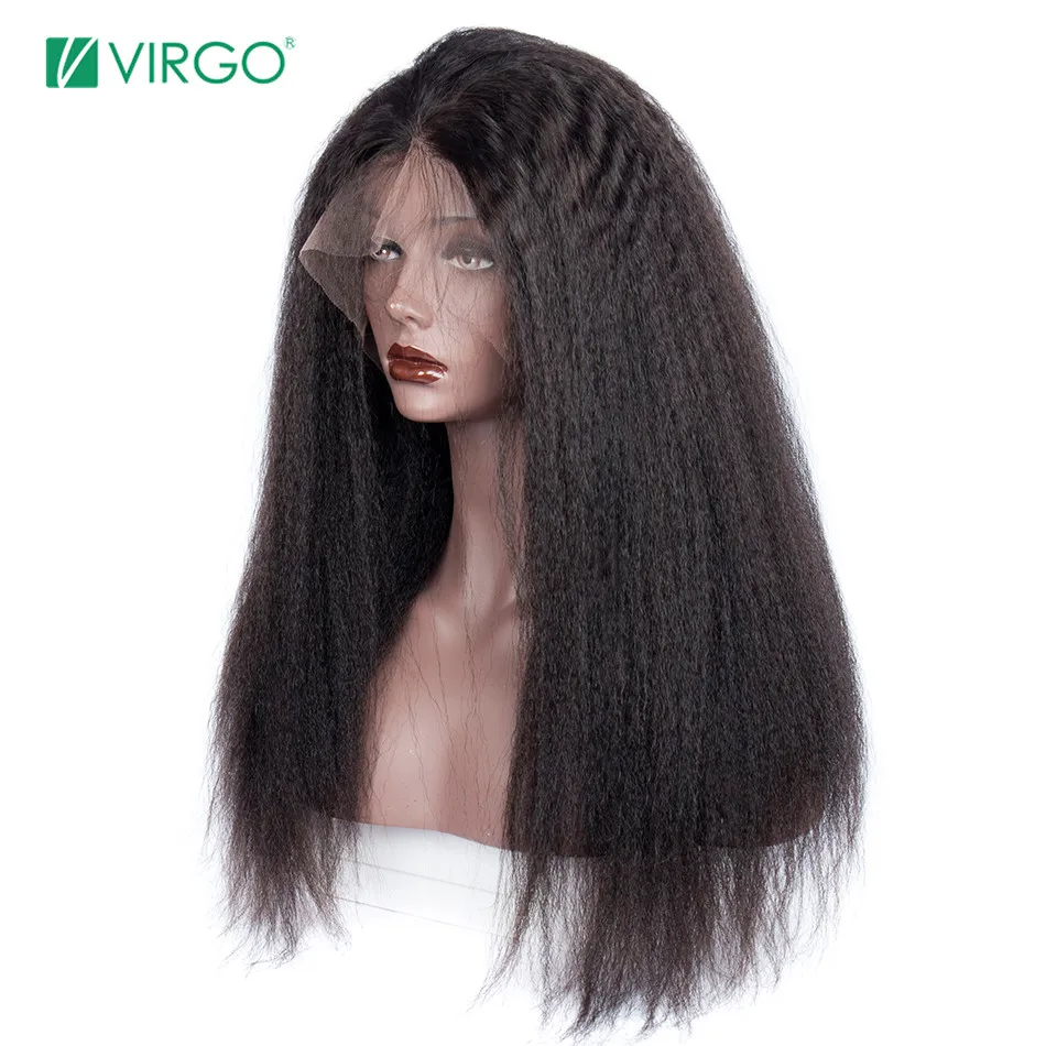 Virgo волосы перуанские кудрявый прямой парик бесклеевая кружевная передняя часть