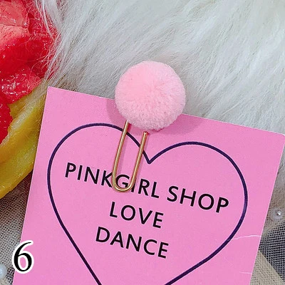 6 8 шт. милые клипсы Kawaii Hairball, скрепки конфетного цвета, металлические скрепки для детей, подарок для девочек, школьные принадлежности, аксессуары для книг - Цвет: 6