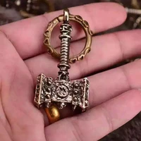 1pc brass copper mini hammer shape lanyard pendant keychain key chain ring diy decorative accessories edc multipurpose pendant