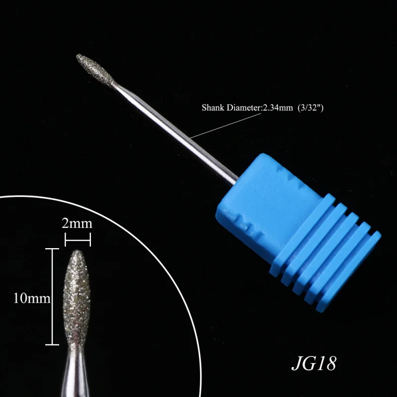 JG18 1 шт., электрическая дрель для ногтей, алмазные сверла с острым концом 3/32 дюйма, кутикула для маникюра, педикюра, аксессуары для дизайна ногтей, сверло CHJG18-31 - Цвет: JG18