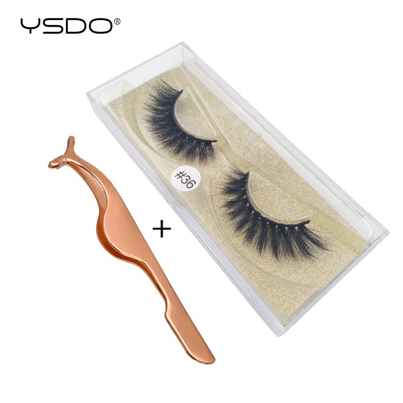 YSDO 1 pair mink lashes + pcs eyelash tweezers natural long makeup false eyelashes hand made fluffy 3d | Красота и здоровье