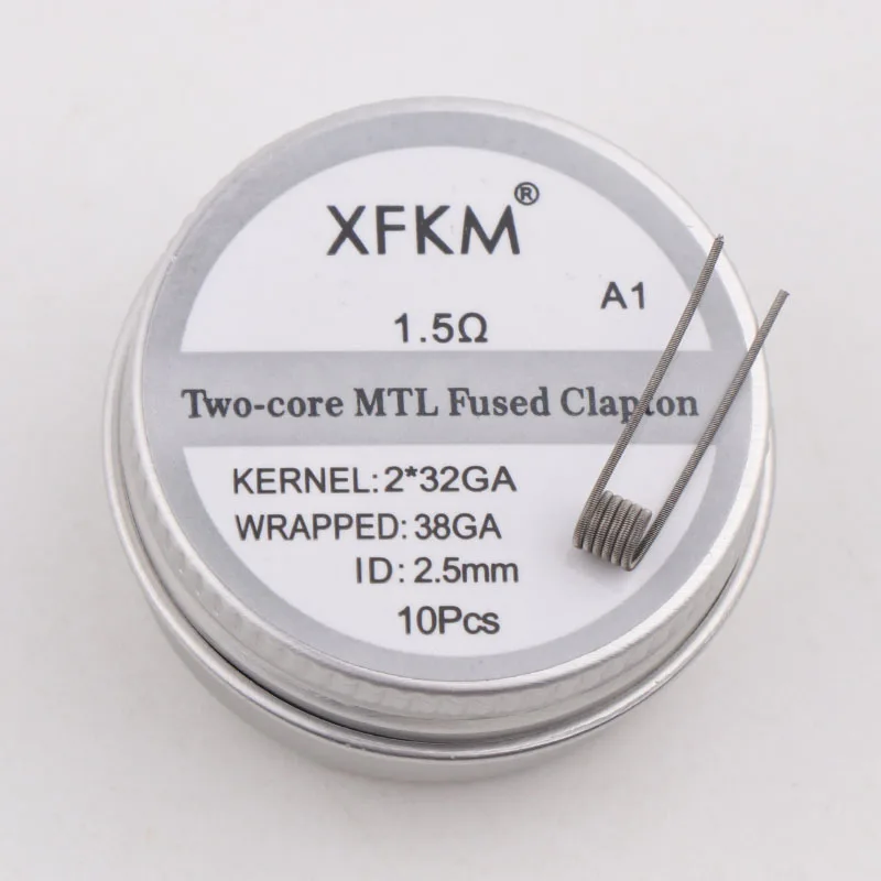 10 шт. XFKM Сверхтонкий MTL плавленый Clapton Предварительно Построенная катушка A1 SS316 Ni80 для MTL Vaper RDA RTA Танк распылители высокое сопротивление