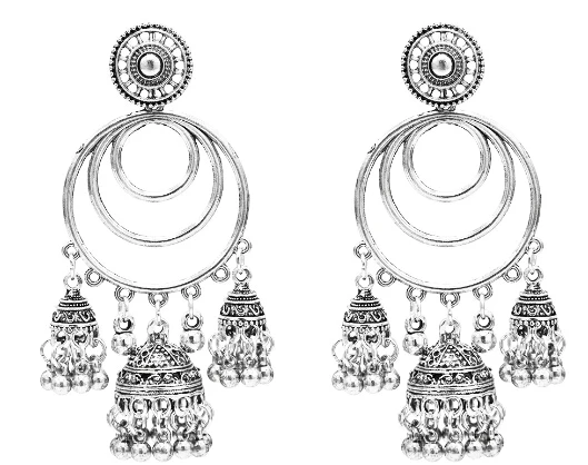 Индийские Jhumka стразы серьги для женщин богемные бисерные сережки oorbellen египетские цыганские турецкие вечерние ювелирные изделия - Окраска металла: 5306 S