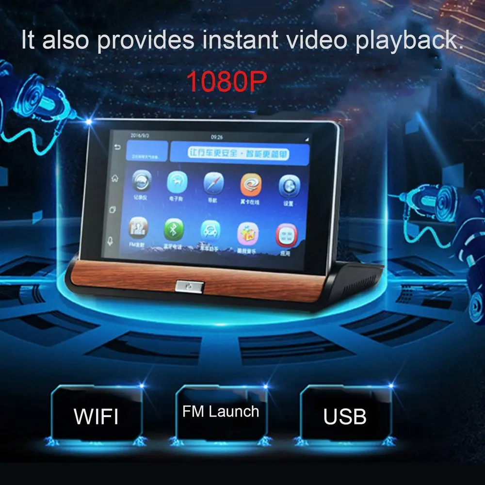 Для FHD 1080P 7 дюймов 3g Автомобильная панель gps навигация WiFi точка доступа камера рекордер заднего вида DVR для Android 5,0