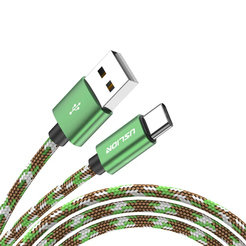 USLION Тип usb C кабель для huawei P20 samsung S9 USB C кабель для быстрой зарядки и передачи данных для Xiaomi Mi8 F1 Oneplus 6 NEX 5 T Тип-c Зарядное устройство - Цвет: Green