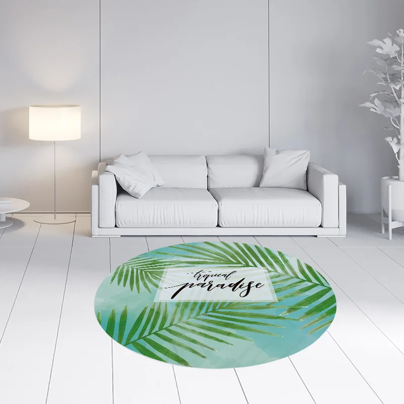 Круглые водонепроницаемые коврики принт &quotтропические растения&quot для гостиной