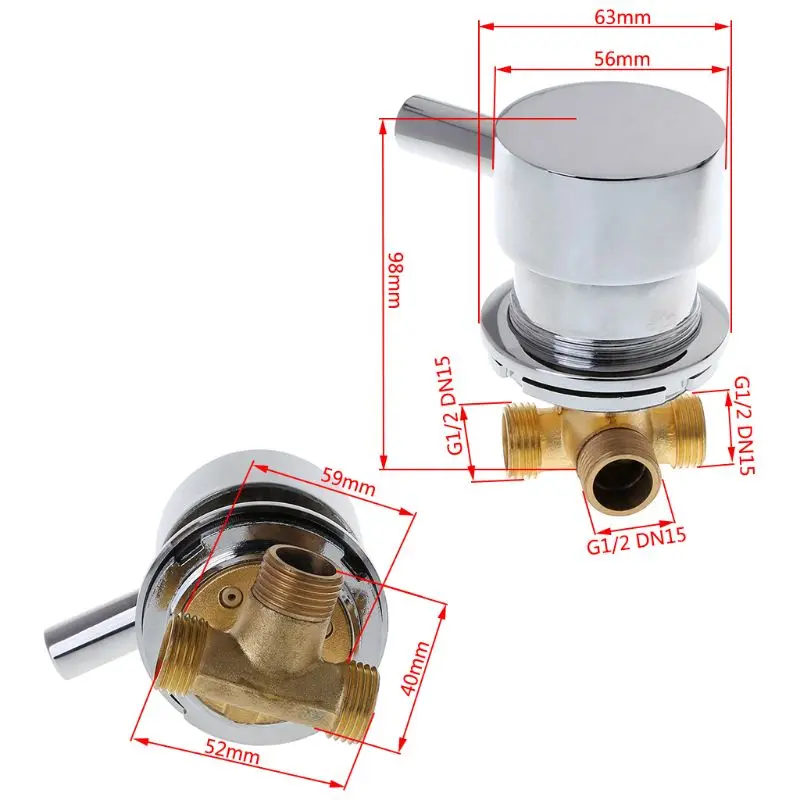 

G1/2" Hot & Cold Water Mixing Valve Thermostatic Mixer Two In & One Out Faucet For Shower Room 5.2x4x9.8cm