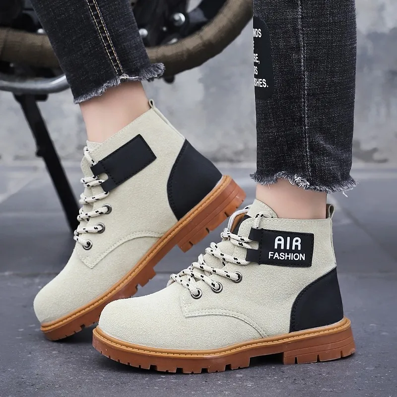 Детские ботинки-мартинсы для мальчиков и девочек теплые кожаные ботинки модные в