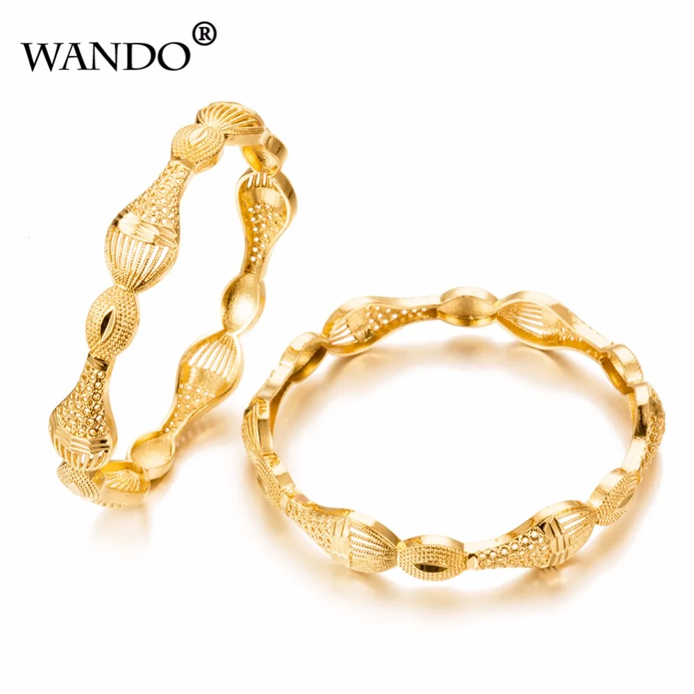 WANDO18k 1 шт. Роскошные эфиопские браслеты золотого цвета браслет в дубайском стиле для женщин Дубай ювелирные изделия свадебные браслеты мама подарки B26