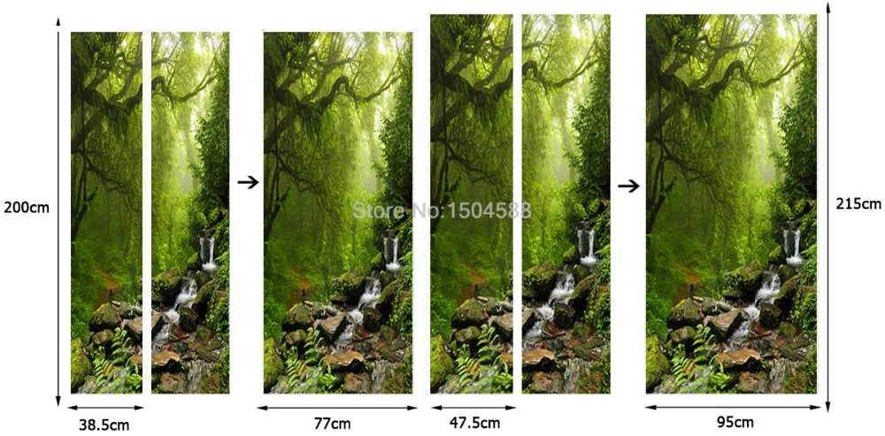 ПВХ самоклеющиеся водонепроницаемые дверные наклейки 3D лесной пейзаж фото обои для гостиной ванной комнаты домашний декор обои для 3 D