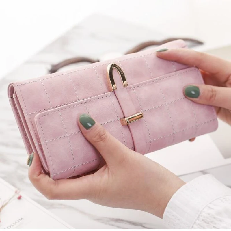 GOUSTER Лидер продаж модный клетчатый кошелек с резьбой Женский дизайнерский PU