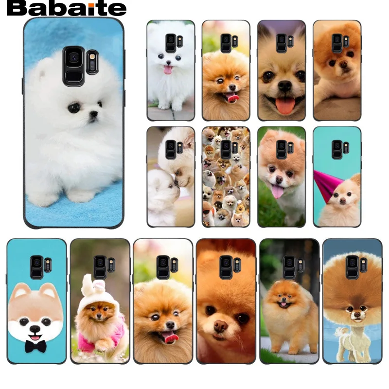 Черный мягкий силиконовый чехол для телефона с изображением померанского щенка