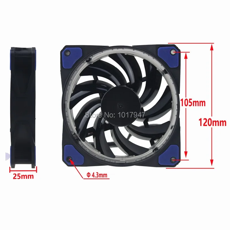 5 шт./партия Eclipse Blue LED DC 12 В см 120 мм 120x25 3Pin 4Pin PC чехол для процессора охлаждающий