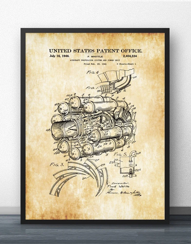 Самолёт тяговой патент схема настенное Искусство Краска Настенный декор холст
