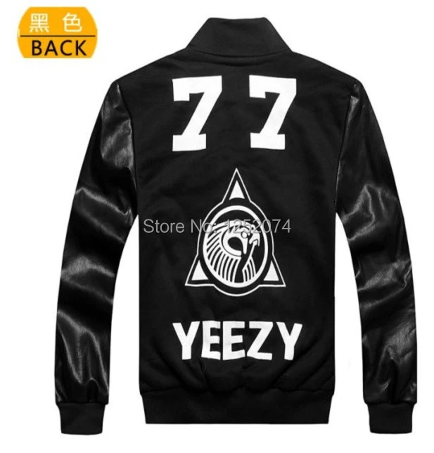 Jacket Men 2015 Tide Brand New Spring Men's Baseball Uniform Number 77 Pentagram Leather Sleeve Stand Collar Coat Xg-69 |