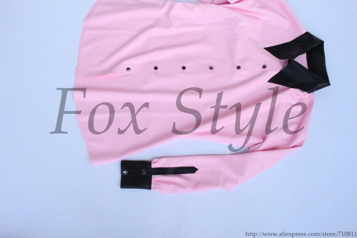 Латексная блузка розового цвета с черной отделкой|latex blouse|blouse blousepink blouse |