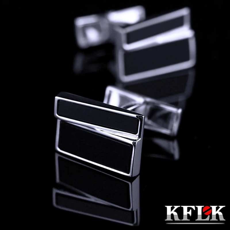 

KFLK Jewelry shirt Fashion cufflinks for mens Brand Black cuff links bouton Male High Quality Luxury Wedding Groom guests