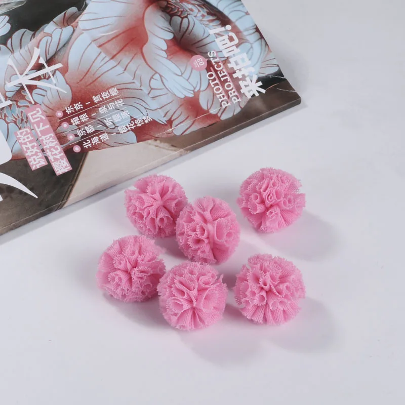 30PC/Pack Colorful Lace Net Yarn Flower Trim Balls DIY Clothing Bag Shoes Craft Supplies Children Handmade Decorative Pompones