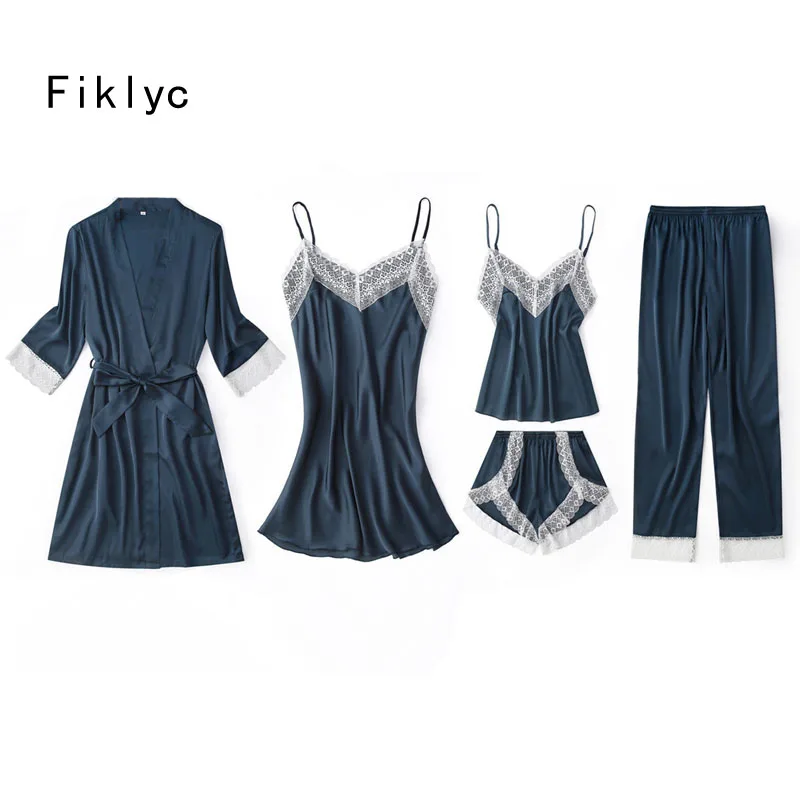 Женское нижнее белье Fiklyc комплект из 5 предметов элегантные кружевные и шелковые