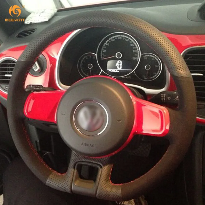 MEWANT черный из натуральной кожи замшевый чехол рулевого колеса автомобиля для