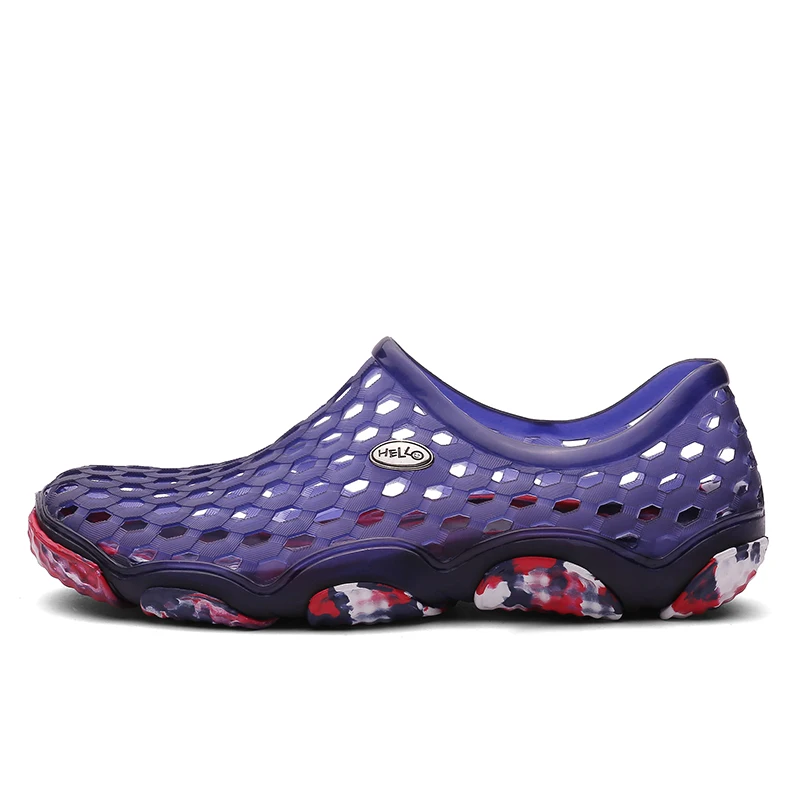 Blue Summer Men's Crocks Clogs Sandals EVA Lightweight Beach Slippers For Men Women Unisex Garden Clog Shoes Crok Adulto Blue 45 - Цвет: Blue