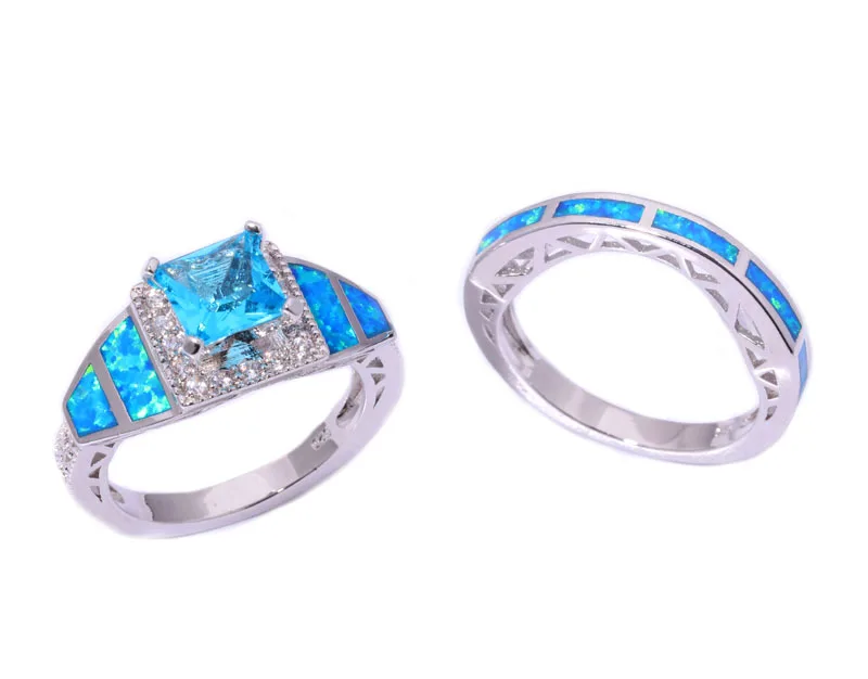 Женское кольцо CiNily с синим огненным опалом цирконием фианитом и серебряным