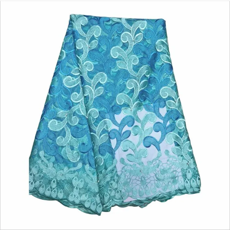 Синяя кружевная ткань 2019 Высококачественная вышитая тюль африканские кружева