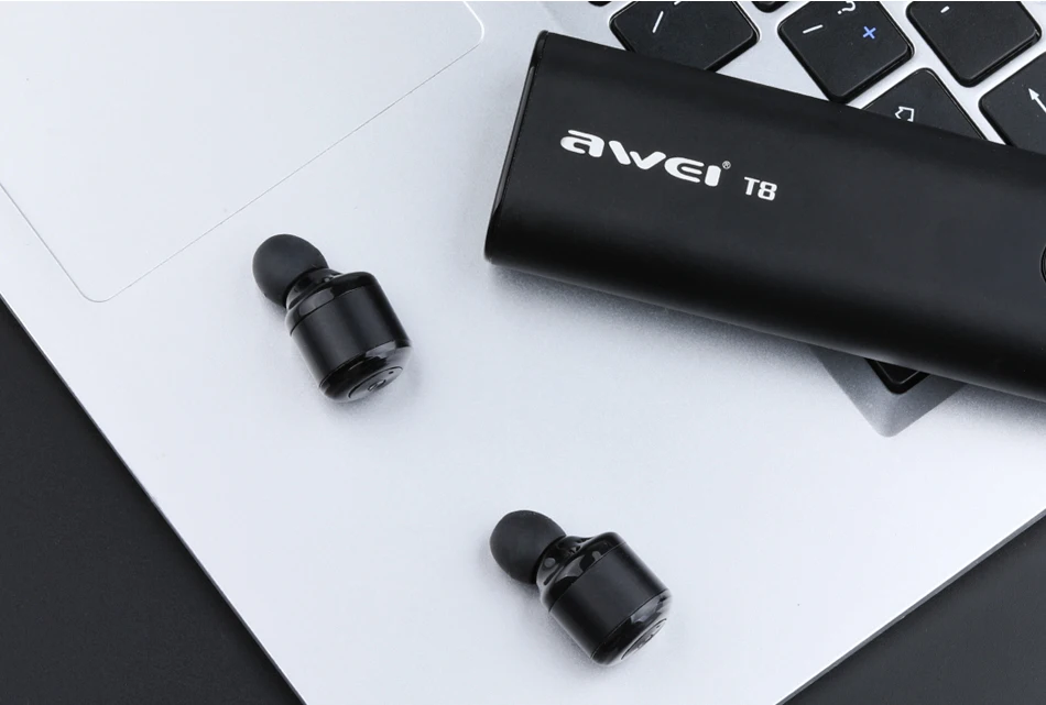 AWEI T8 TWS Bluetooth наушники бизнес беспроводные наушники 3D стерео гарнитура и внешний аккумулятор с микрофоном громкой связи звонки