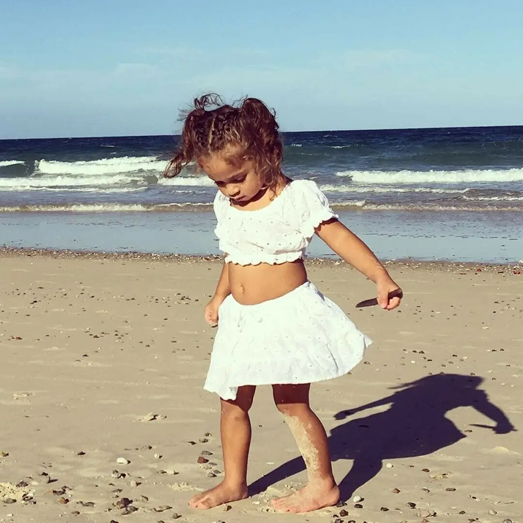 Комплект из 2 предметов Одежда для маленьких девочек летние топы с оборками и