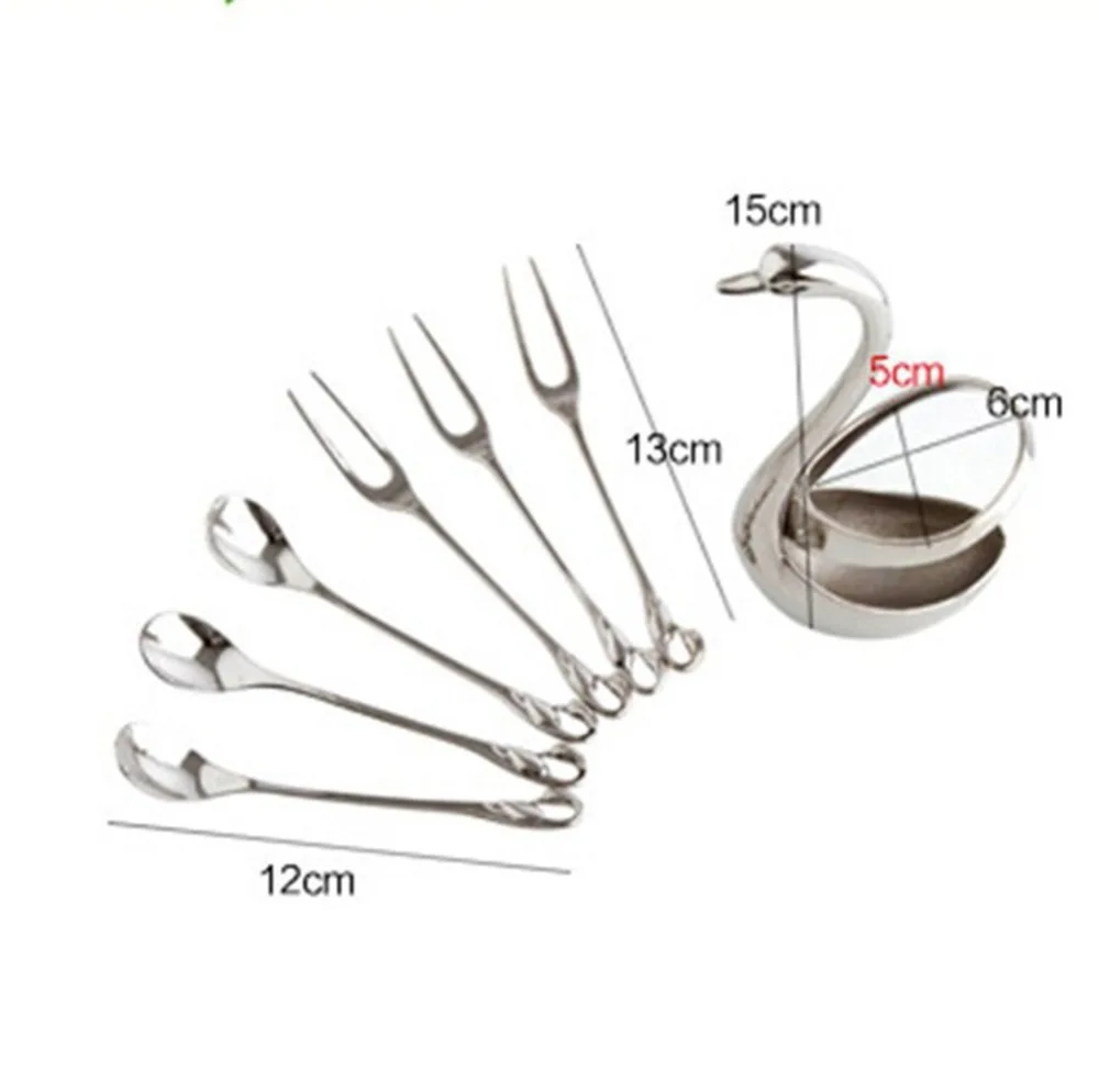 Dehomy 1Set Swan Dinnerware Forks Holder Tableware Set Kitchen Utensils For Wedding Party Application | Дом и сад
