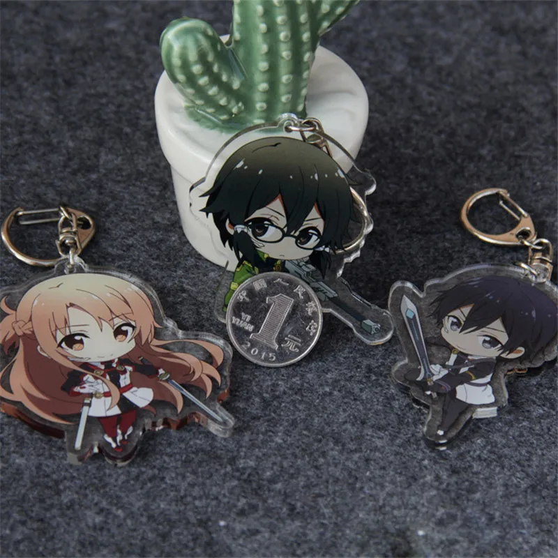 Аниме мультфильм меч искусство онлайн SAO брелок Подвеска подарок Yuuki Asuna Kirigaya Kazuto