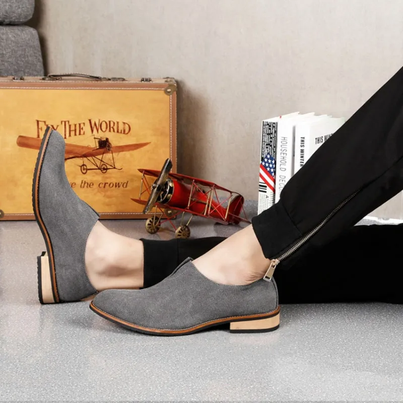 Мужские классические парусиновые туфли серые черные или синие оксфорды с острым